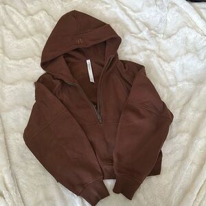 Brand new brown half zip oversized hooded scuba from lululemon